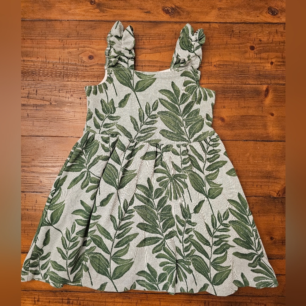 Janie and Jack girls dress size 6 leaf print EUC